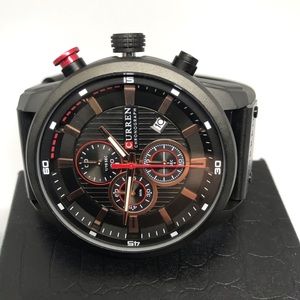 Men's Stylish Leather Quartz Watch. Men Watch